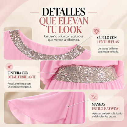 Conjunto elegante de dos piezas con lentejuelas