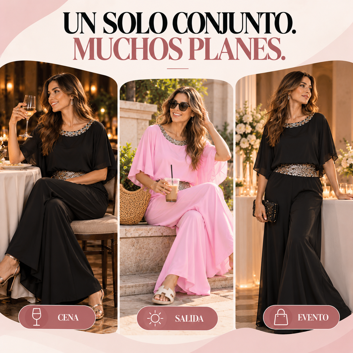 Conjunto elegante de dos piezas con lentejuelas